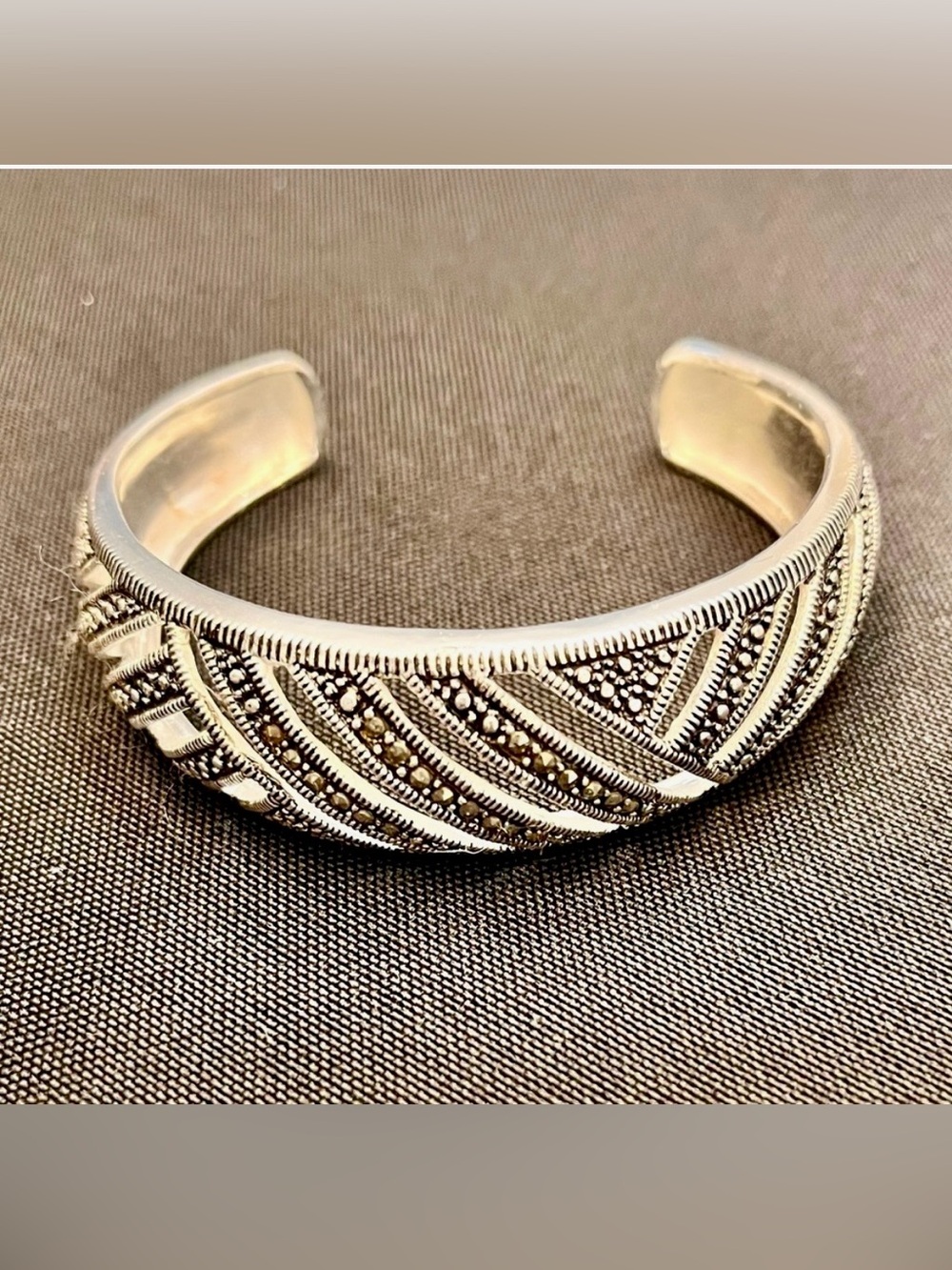 Marsala Vintage Art Deco Marcasite Silver Geometric Cuff Bracelet New In Box